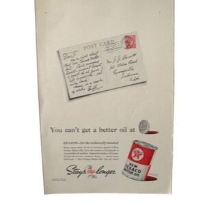 Vintage 1938 Texaco Motor Oil Miles of Travel Ad Advertisement